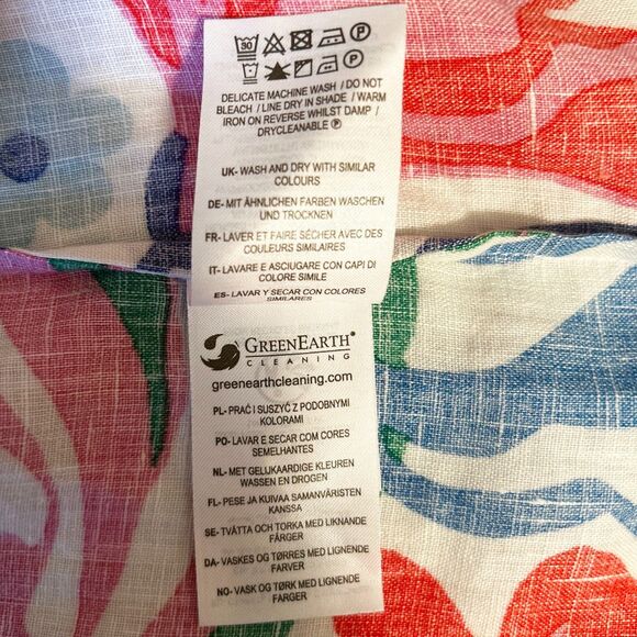 Boden Linen Button Front Blouse Women's Size 2 Bright Floral Tropical Bird Print - Picture 7 of 8